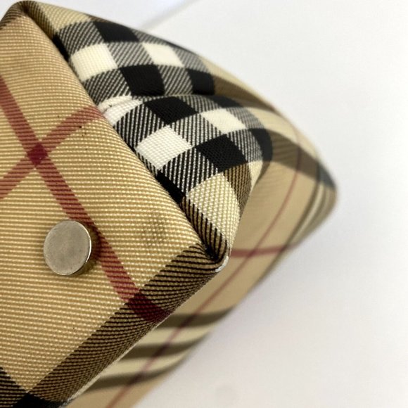 🔥🔥 sale.Burberry T-02-1 Handbag Small Tote Nova Check with Red Leather Straps, - Picture 17 of 17